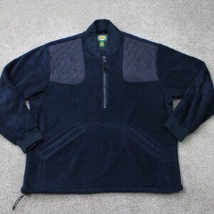 Cabela's Jacket Mens Large‎ Blue Padded Shoulder Kangaroo Pocket Fleece Shacket